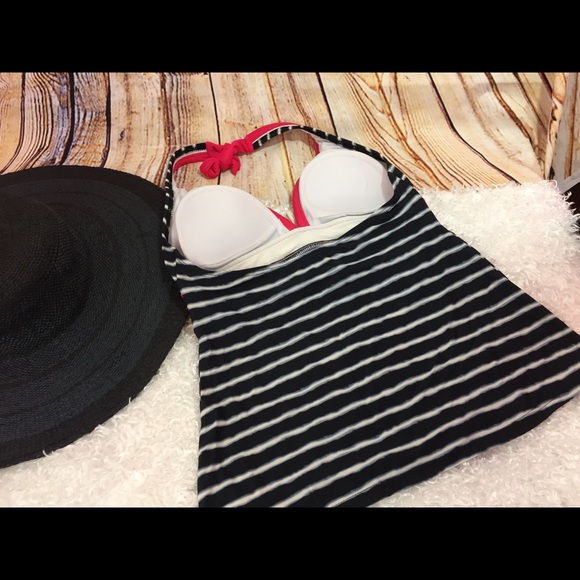 ECO SWIM Tassel Tankini Striped Halter - Picture 2 of 7